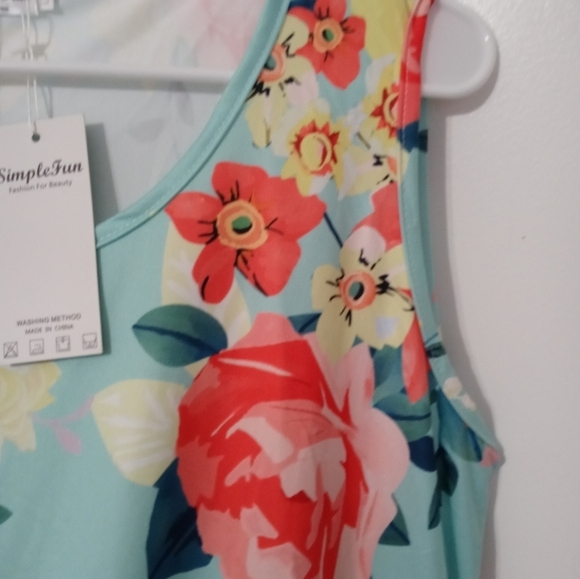 Simple Fun Bold Beautiful Floral Sleeveless Stretch Lounge Style Dress XXL - Picture 9 of 10